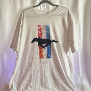 White Graphic T-Shirt with Horse Design